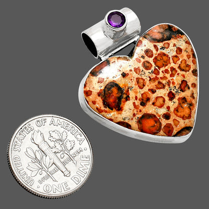 Heart - Leopardite Jasper & Amethyst Pendant P-1300 SDP151772