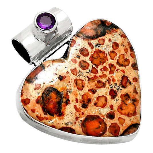 Heart - Leopardite Jasper & Amethyst Pendant P-1300 SDP151772