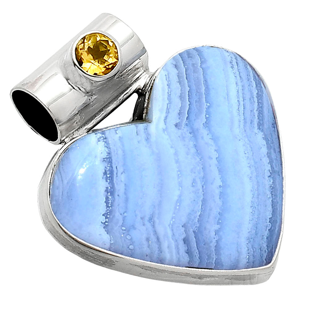 Heart - Blue Lace Agate & Citrine Pendant P-1300 SDP151773