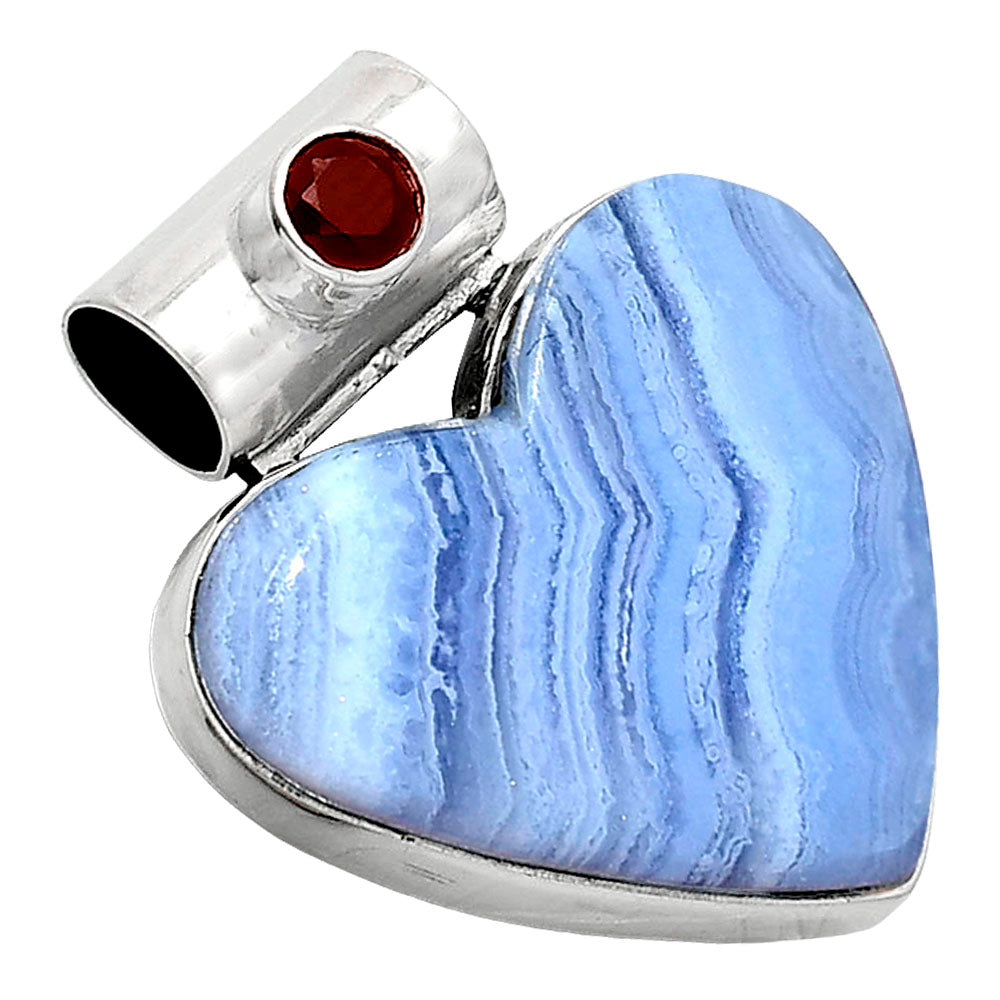 Heart - Blue Lace Agate & Amethyst Pendant P-1300 SDP151774