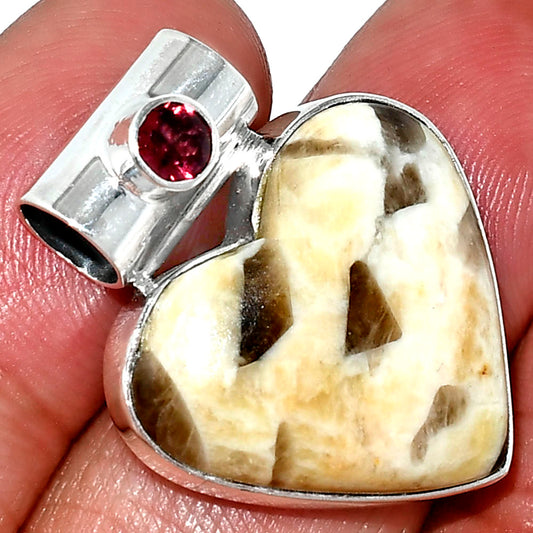 Heart - Yellow Septarian & Garnet Pendant P-1300 SDP151787
