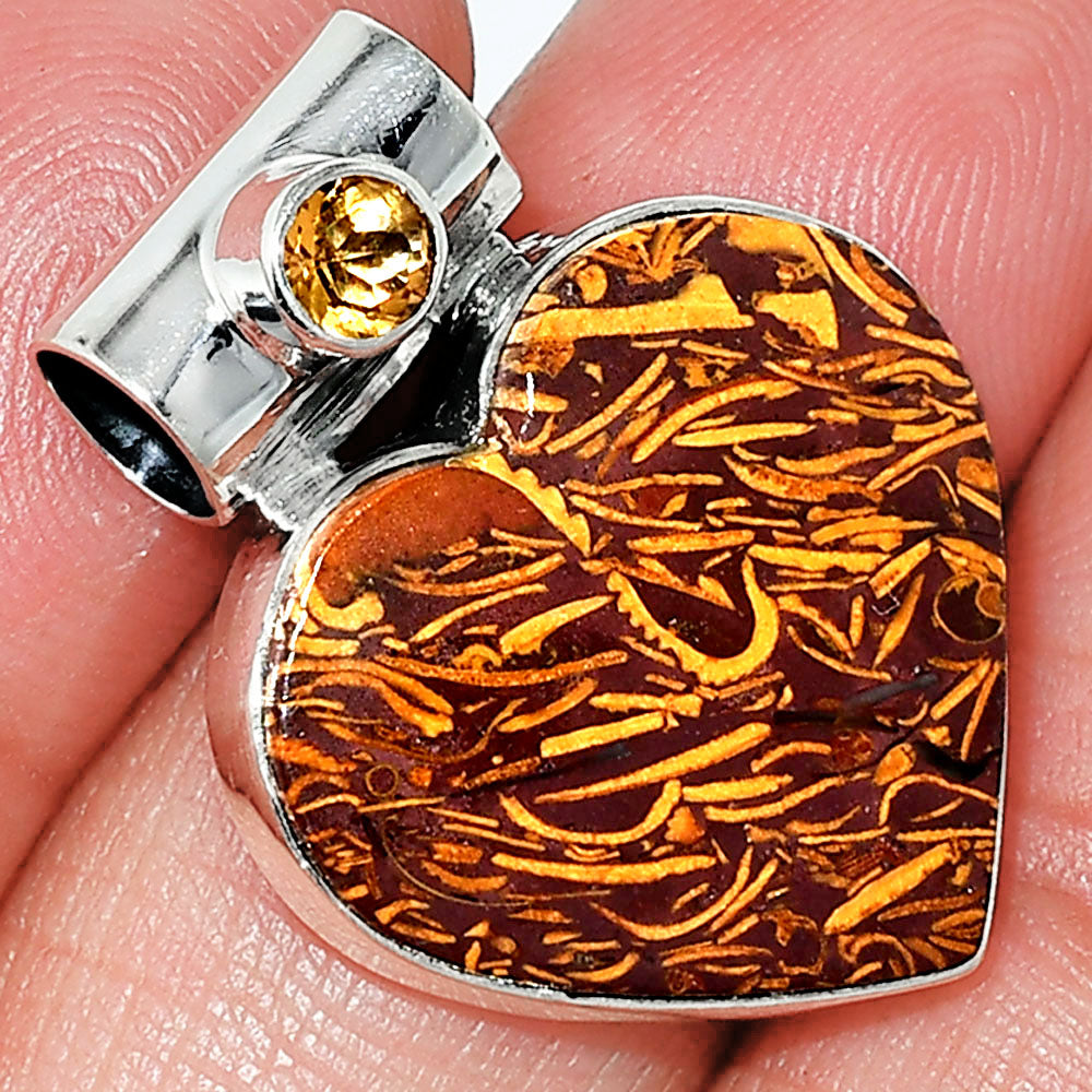 Heart Coquina Fossil Jasper & Citrine Pendant P-1300 SDP151838