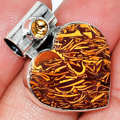 Heart Coquina Fossil Jasper & Citrine Pendant P-1300 SDP151838