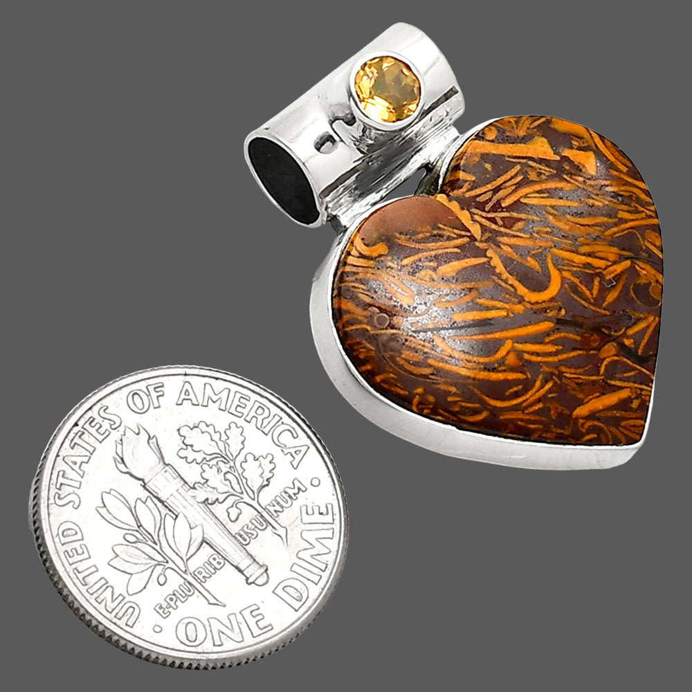 Heart Coquina Fossil Jasper & Citrine Pendant P-1300 SDP151838