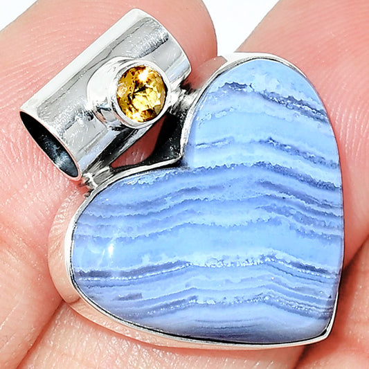 Heart - Blue Lace Agate & Citrine Pendant P-1300 SDP151845
