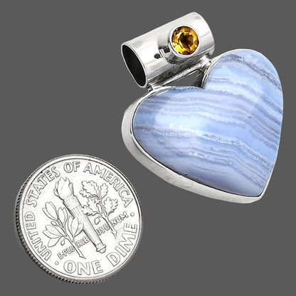 Heart - Blue Lace Agate & Citrine Pendant P-1300 SDP151845