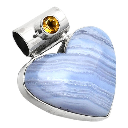 Heart - Blue Lace Agate & Citrine Pendant P-1300 SDP151845