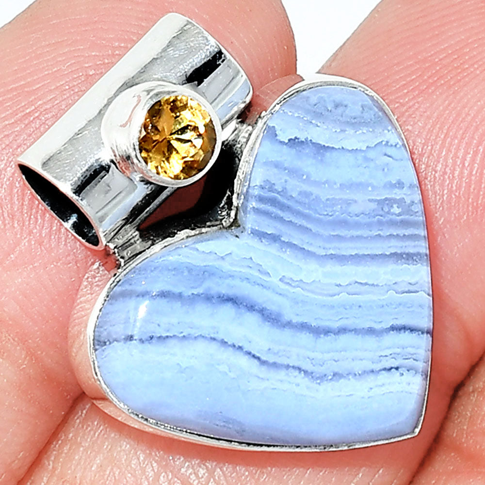 Heart - Blue Lace Agate & Citrine Pendant P-1300 SDP151853