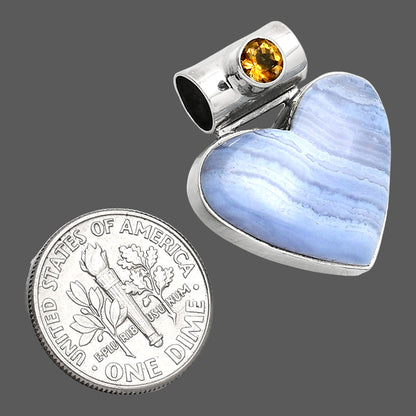 Heart - Blue Lace Agate & Citrine Pendant P-1300 SDP151853