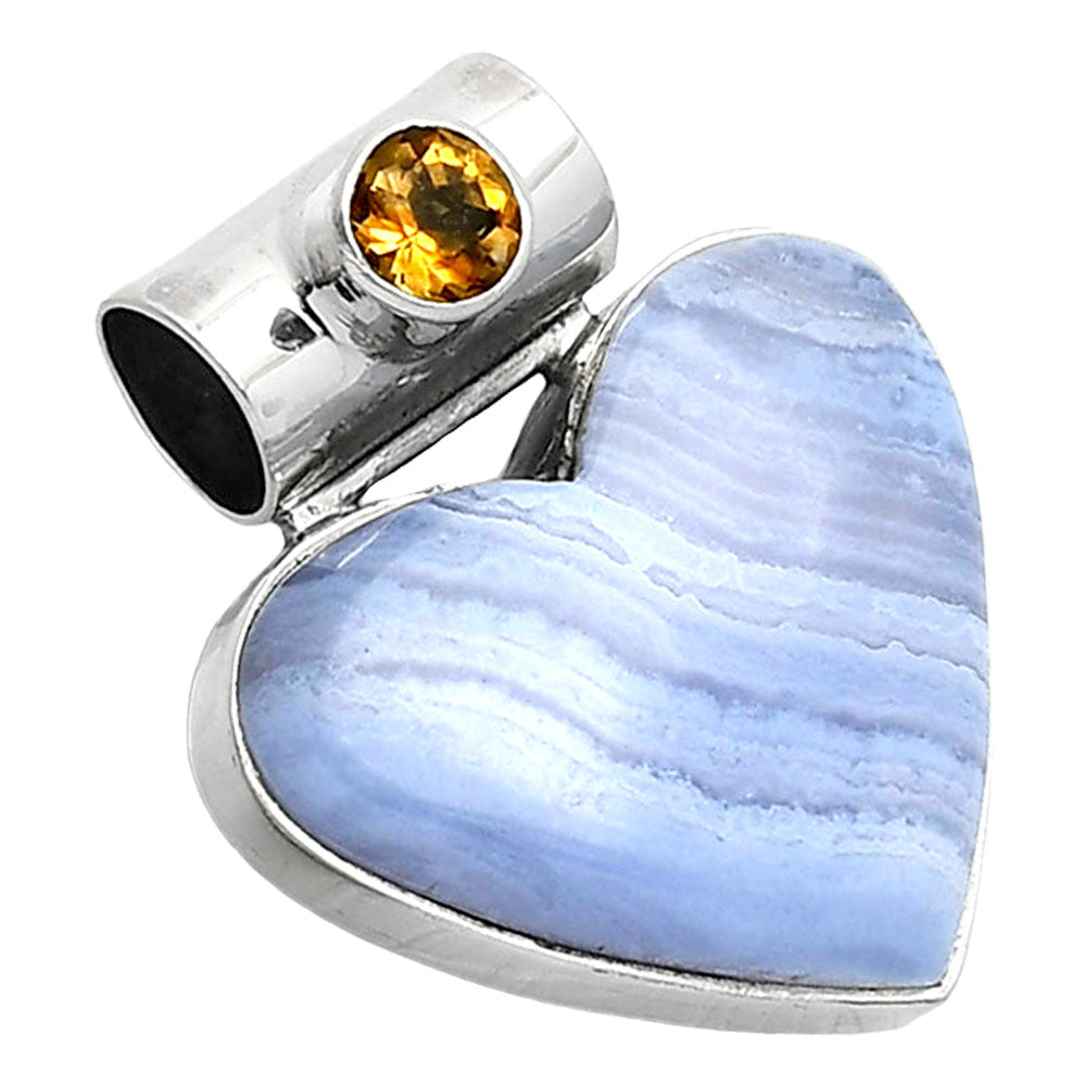 Heart - Blue Lace Agate & Citrine Pendant P-1300 SDP151853