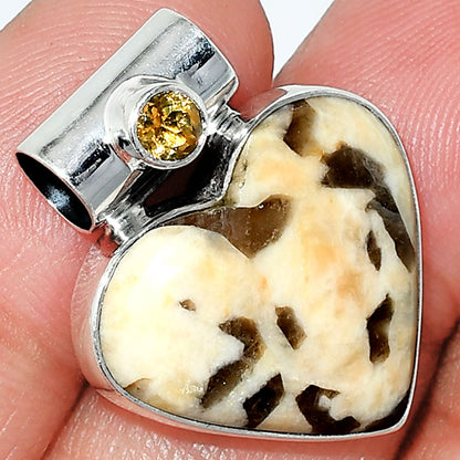 Heart - Yellow Septarian & Citrine Pendant P-1300 SDP151854