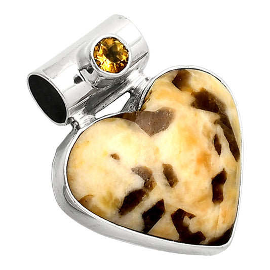 Heart - Yellow Septarian & Citrine Pendant P-1300 SDP151854