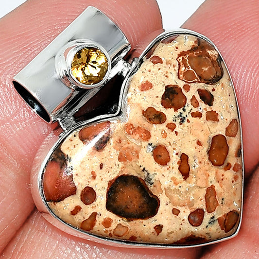 Heart - Leopardite Jasper & Citrine Pendant P-1300 SDP151862