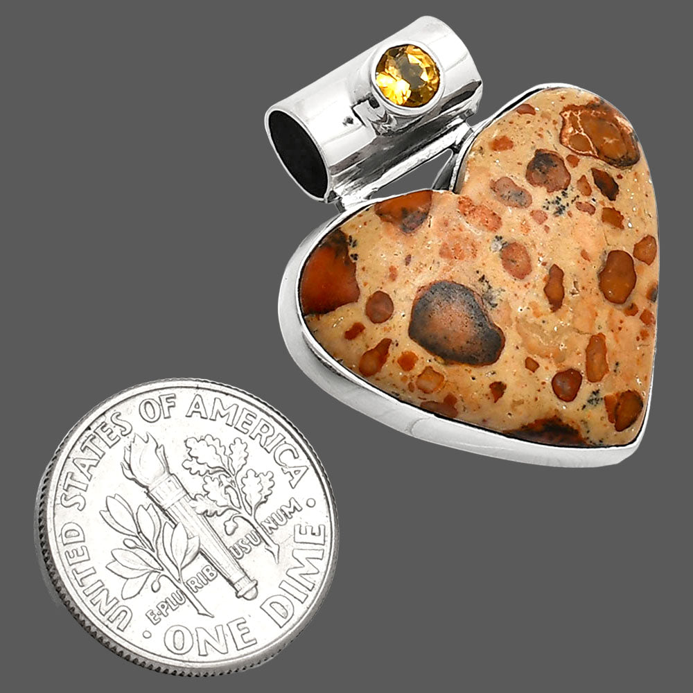 Heart - Leopardite Jasper & Citrine Pendant P-1300 SDP151862