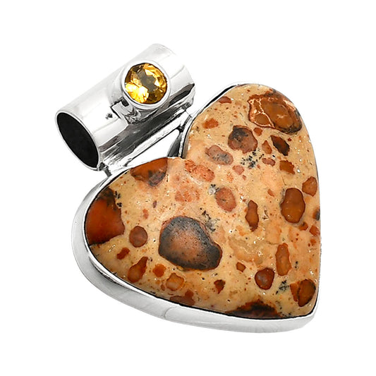 Heart - Leopardite Jasper & Citrine Pendant P-1300 SDP151862