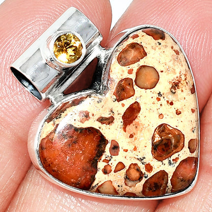 Heart - Leopardite Jasper & Citrine Pendant P-1300 SDP151871