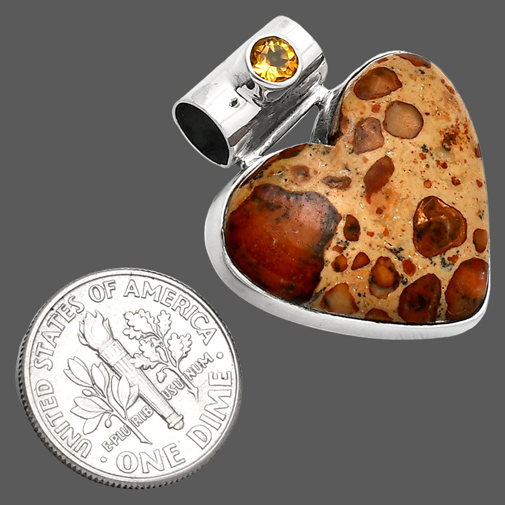 Heart - Leopardite Jasper & Citrine Pendant P-1300 SDP151871