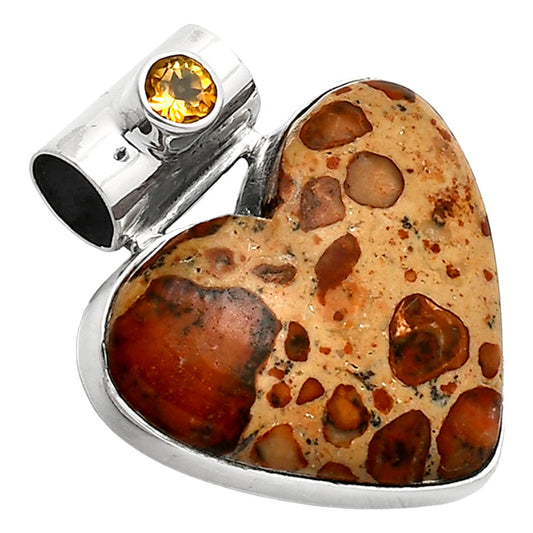 Heart - Leopardite Jasper & Citrine Pendant P-1300 SDP151871