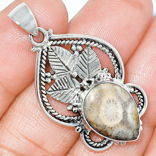 Natural Flower Fossil Coral Pendant P-1258 SDP151897