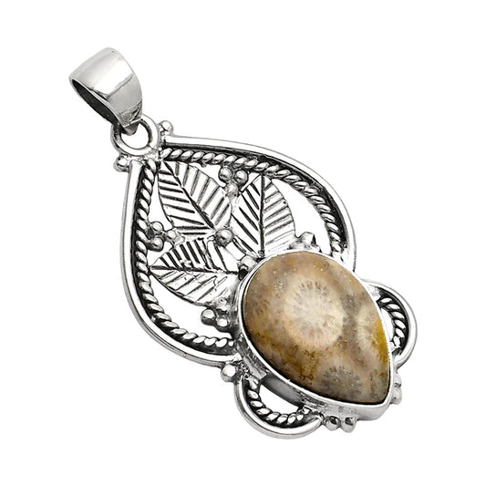 Natural Flower Fossil Coral Pendant P-1258 SDP151897