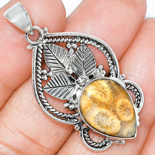 Natural Flower Fossil Coral Pendant P-1258 SDP151929