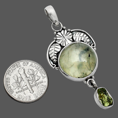 Natural Prehnite & Peridot Rough Pendant P-1413 SDP152001