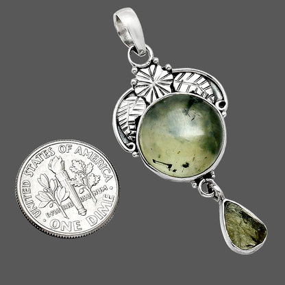 Prehnite & Rare Kornerupine Rough Pendant P-1413 SDP152004