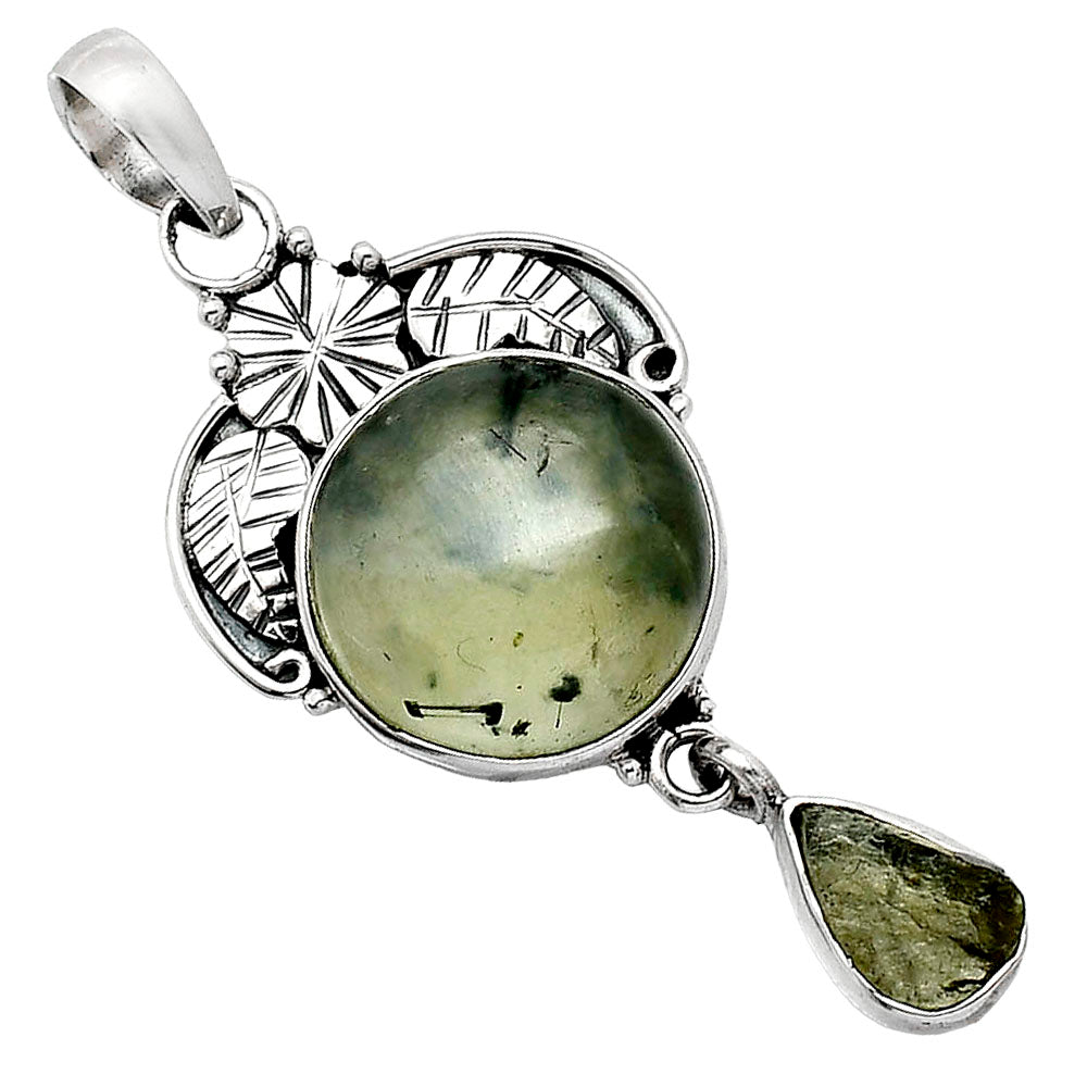 Prehnite & Rare Kornerupine Rough Pendant P-1413 SDP152004