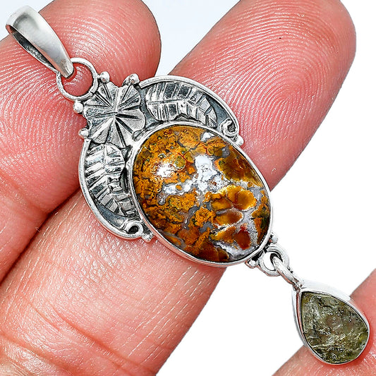 Rare Cady Mountain Agate & Rare Kornerupine Rough Pendant P-1413 SDP152006