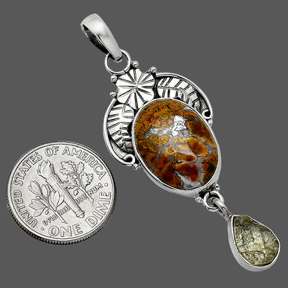 Rare Cady Mountain Agate & Rare Kornerupine Rough Pendant P-1413 SDP152006