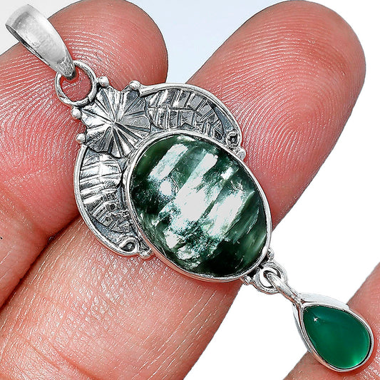 Russian Seraphinite & Green Onyx Pendant P-1413 SDP152020