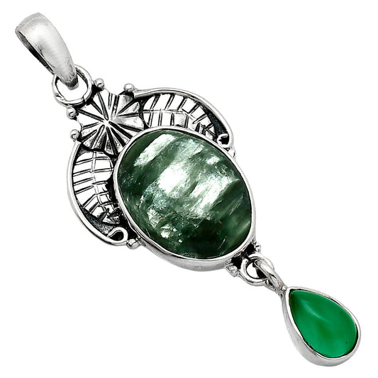 Russian Seraphinite & Green Onyx Pendant P-1413 SDP152020