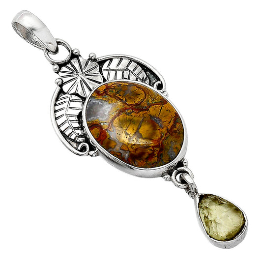 Rare Cady Mountain Agate & Green Kyanite Rough Pendant P-1413 SDP152026