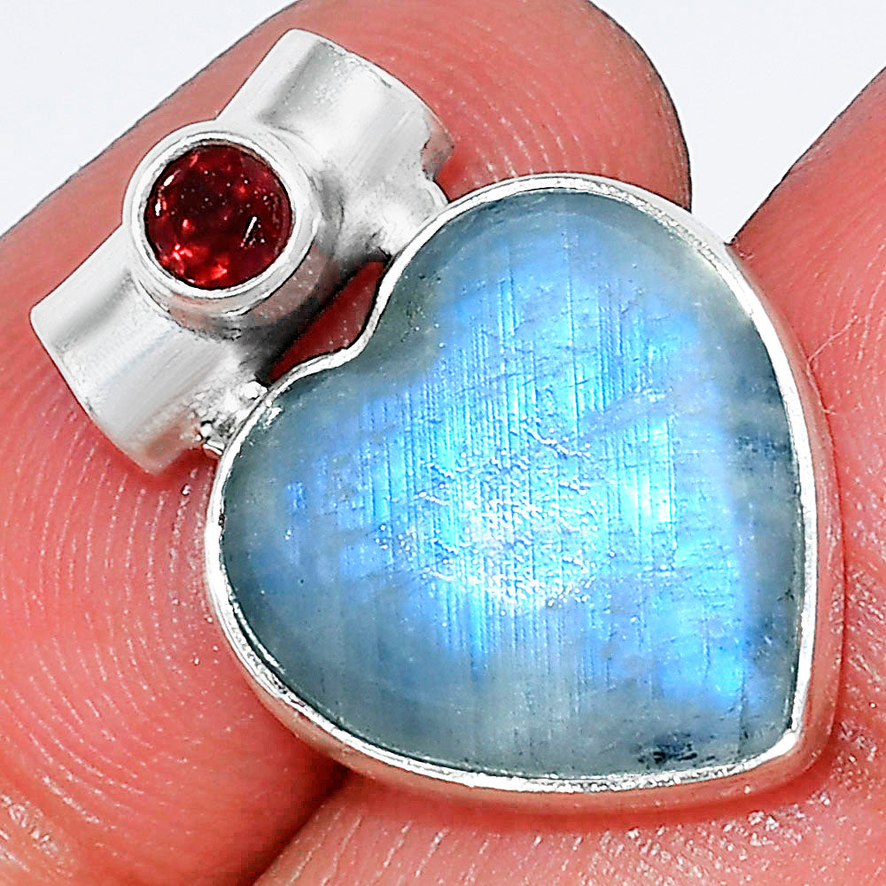 Rainbow Moonstone - India & Garnet Pendant P-1300 SDP152308
