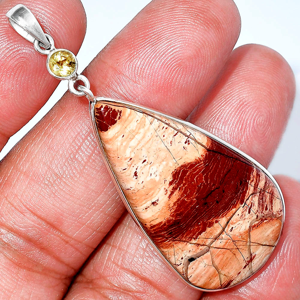 Natural Snake Skin Jasper & Citrine Pendant P-1098 SDP152313