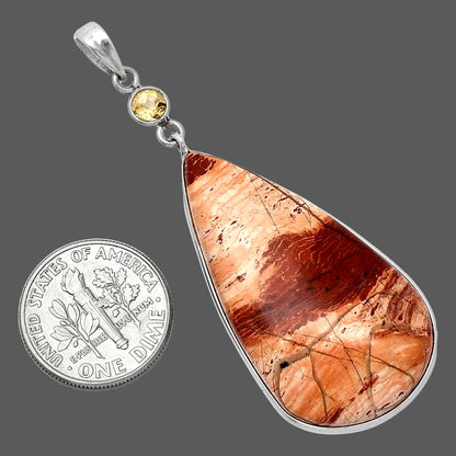Natural Snake Skin Jasper & Citrine Pendant P-1098 SDP152313