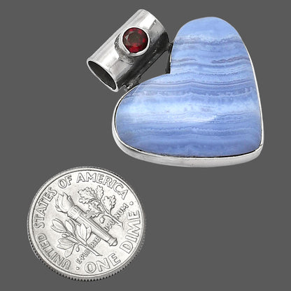 Heart - Blue Lace Agate & Garnet Pendant P-1300 SDP152317