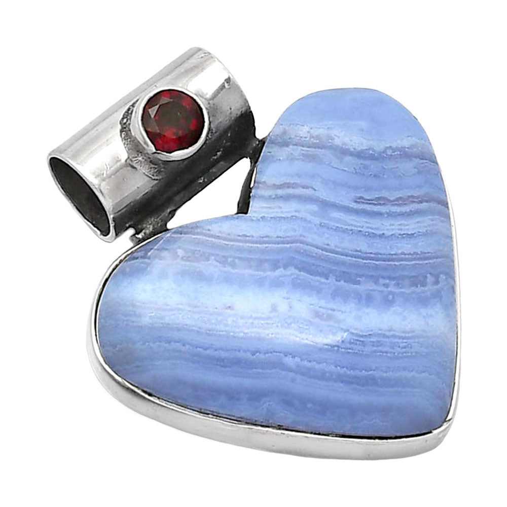 Heart - Blue Lace Agate & Garnet Pendant P-1300 SDP152317