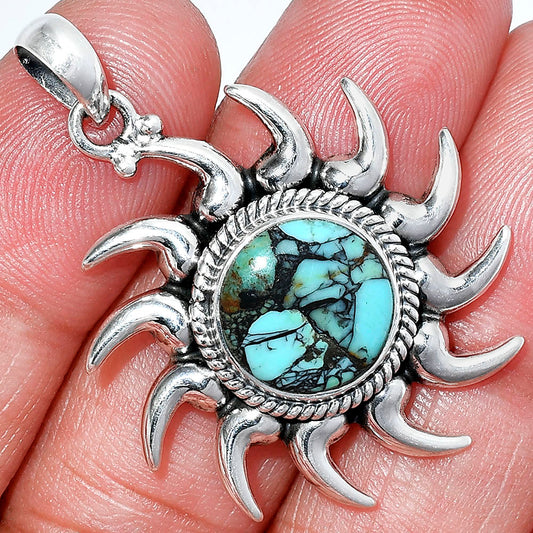 Sun - Lucky Charm Tibetan Turquoise Pendant P-1264 SDP152555