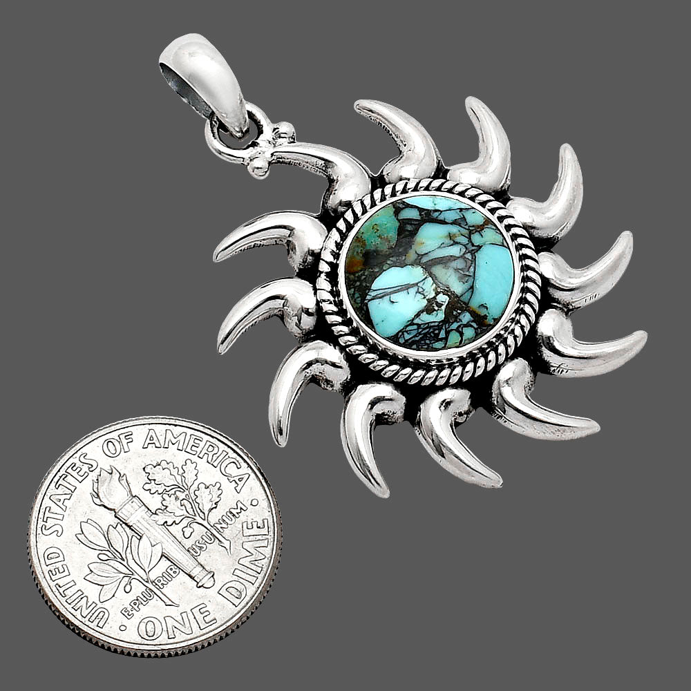 Sun - Lucky Charm Tibetan Turquoise Pendant P-1264 SDP152555