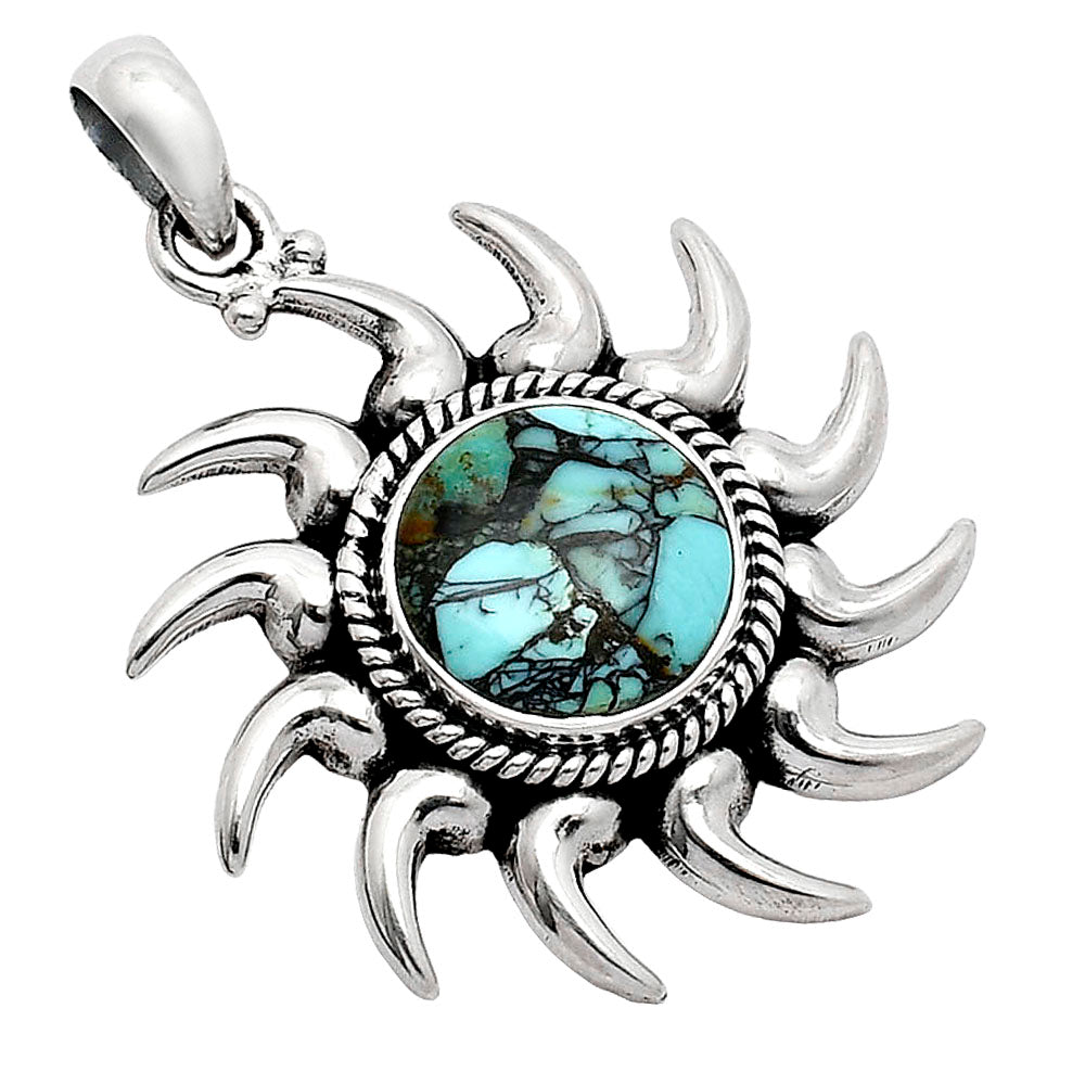 Sun - Lucky Charm Tibetan Turquoise Pendant P-1264 SDP152555
