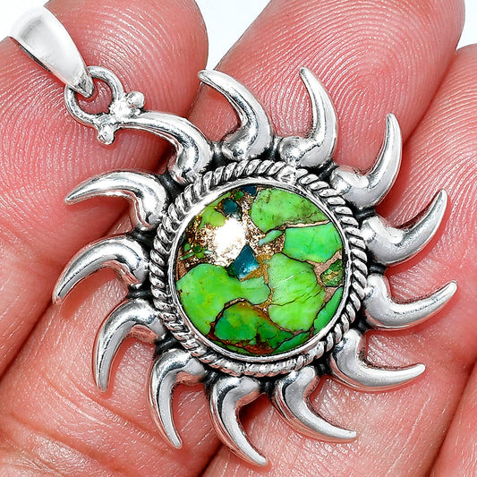 Sun - Natural Copper Green Turquoise Pendant P-1264 SDP152563