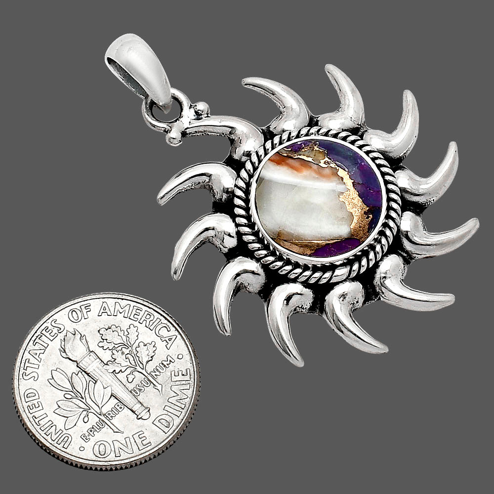 Sun - Natural Spiny Oyster Turquoise Pendant P-1264 SDP152564