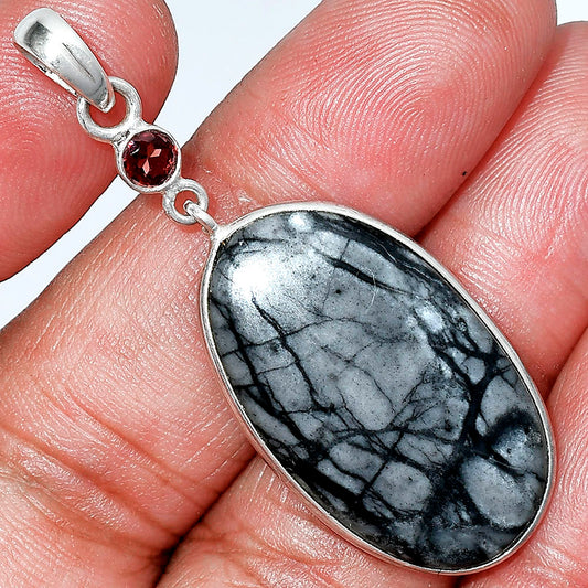 Natural Picasso Jasper & Garnet Pendant P-1098 SDP152593