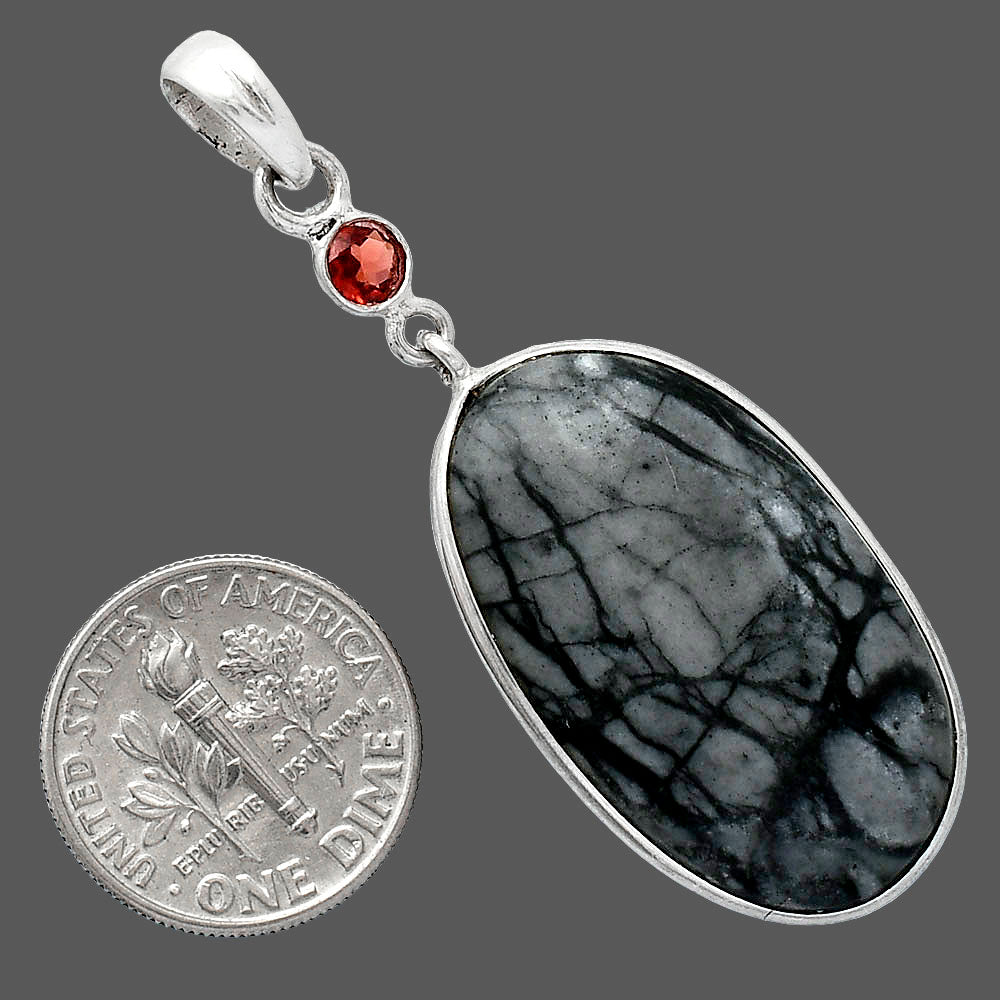 Natural Picasso Jasper & Garnet Pendant P-1098 SDP152593