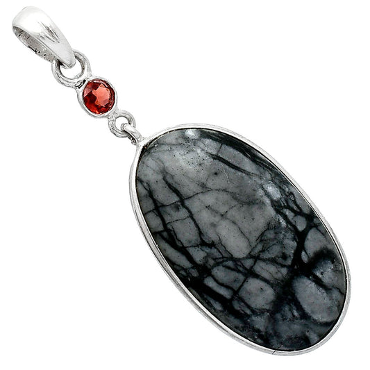 Natural Picasso Jasper & Garnet Pendant P-1098 SDP152593