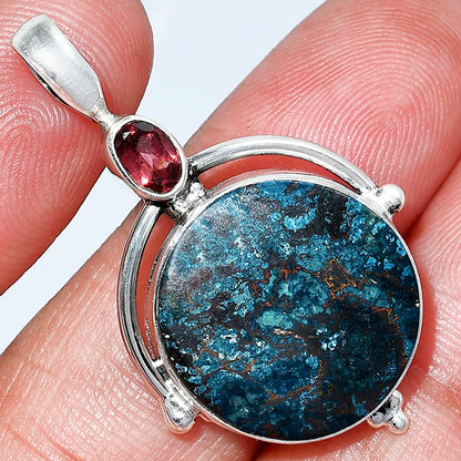 Natural Shattuckite - USA & Garnet Pendant P-1175 SDP152610