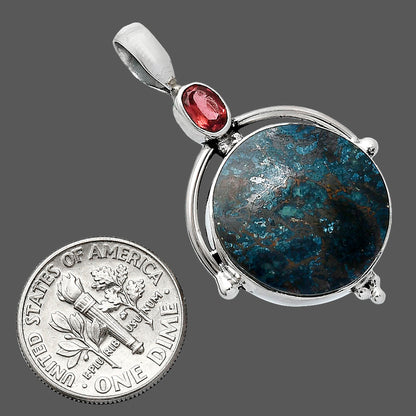 Natural Shattuckite - USA & Garnet Pendant P-1175 SDP152610