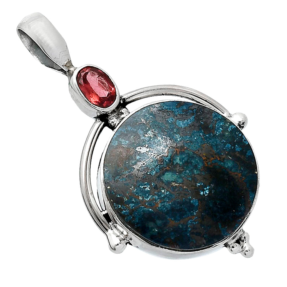 Natural Shattuckite - USA & Garnet Pendant P-1175 SDP152610