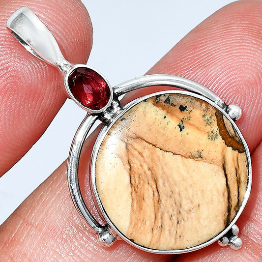 Natural Picture Jasper & Garnet Pendant P-1175 SDP152618